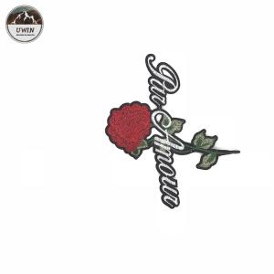 Trendy Alphabet Embroidery Designs Patches With Black Flocked Backing Design