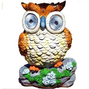 Polyresin 8 Inches Owl Animal Shaped Solar Garden Lights