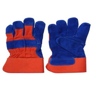 Blue Customized Safety Leather Hand Gloves , Hand Protection Gloves
