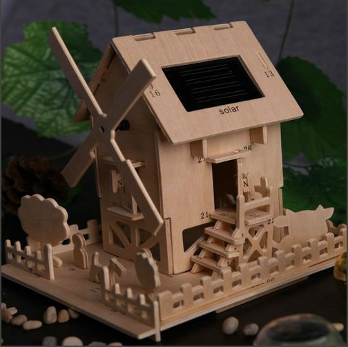 DIY 3D Puzzle Solar Powered Wooden Toys Juguetes Solar Toy House Educational Kids Toys 2023