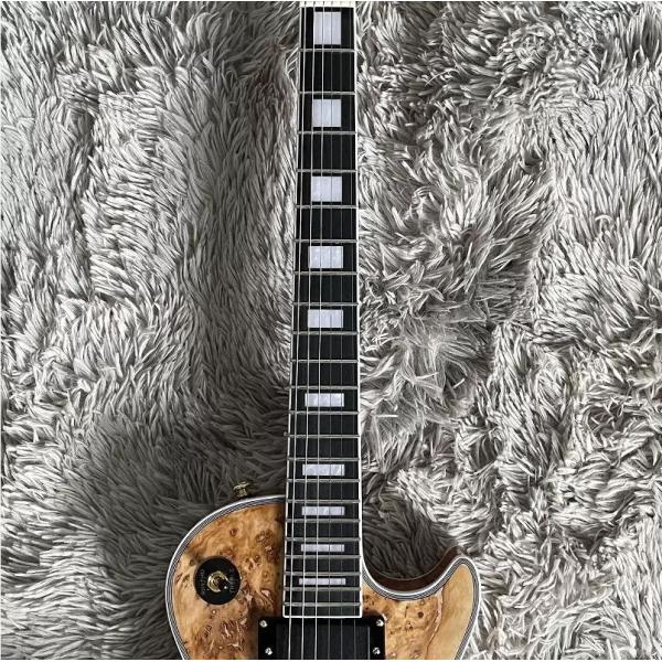 Custom Gibson Style Les Paul LP Electric Guitar Nature Burl Maple Top Mahogany Body Gold Hardware