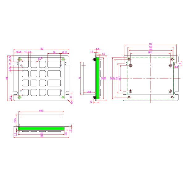 IP66 304 Stainless Steel rear panel mounting industrial Keypad For outdoor applications