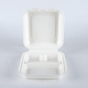 8 inches Biodegradable sugarcane bagasse 3 division disposable food packaging