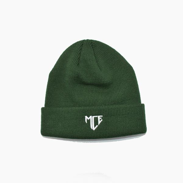 Buy Custom Acrylic Ribbed Beanie Cap Embroidery Logo Green Winter Ski Hat Plain at wholesale prices