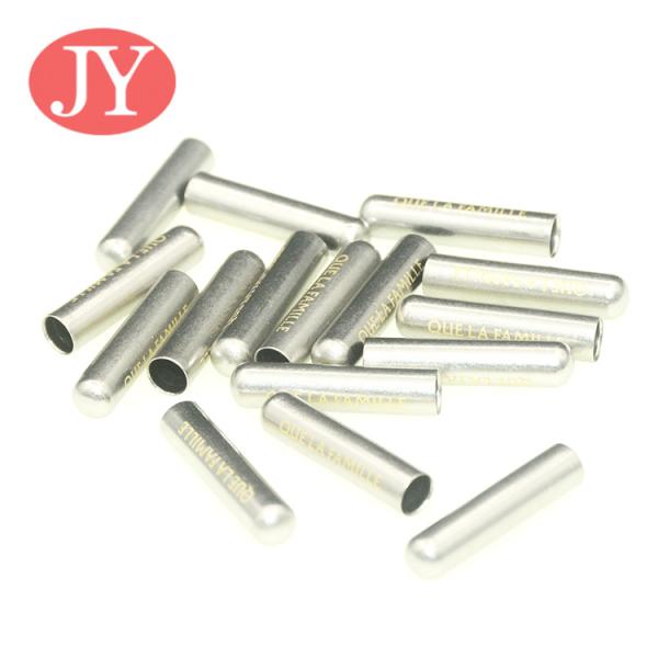 jiayang matte silver color 4.0mm cord laser logo metal tipping for pant lace cord aglets tipping