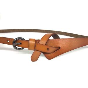 Brown Slim 13mm Womens Genuine Leather Belt For Dress