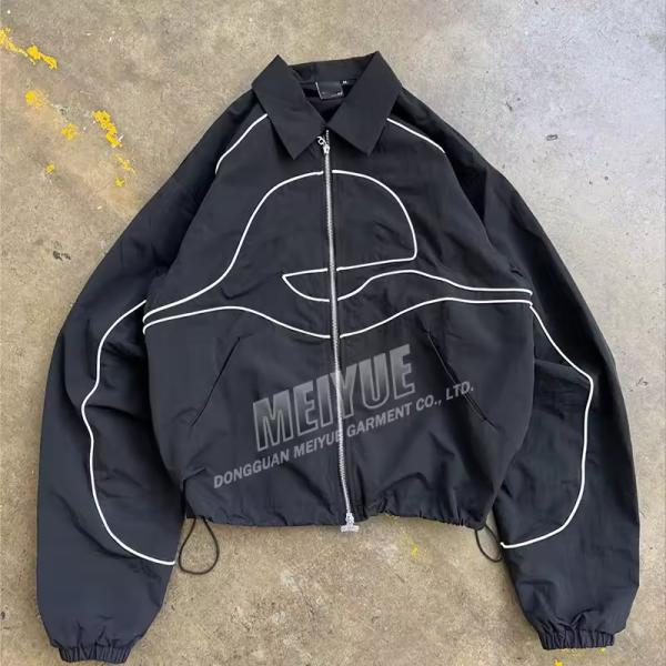 Custom Zip up Nylon Track 3m Reflective Lightweight Windbreaker Jacket