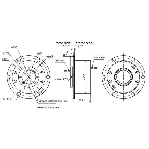 Big Flange Hollow Shaft Slip Ring IP54 0-100rpm Rotation Cement Machinery Applied