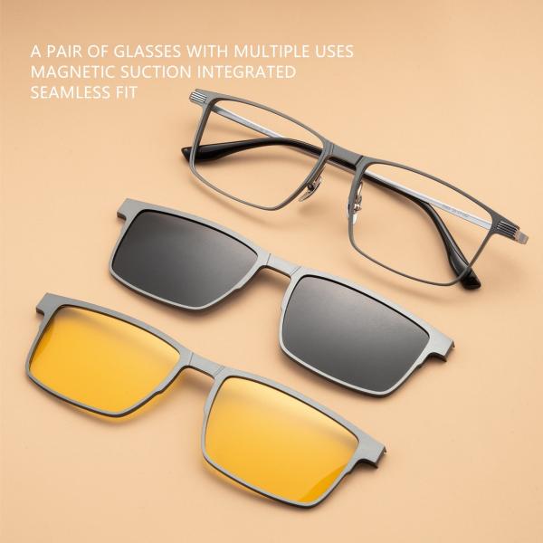 Buy Business Glasses Titanium Clip On Square Aluminum Glasses Frame at wholesale prices