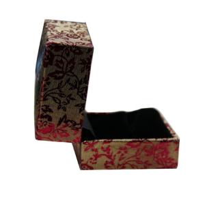Quality Brown Leather Ring Paper Keepsake Gift Boxes For Promotional With Black Frame for sale