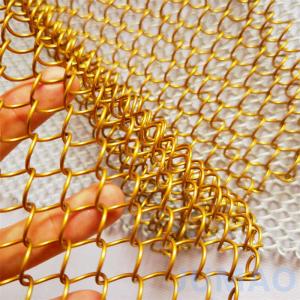 Luxurious Gold Roll Up Metal Mesh Curtains With Diamond Holes