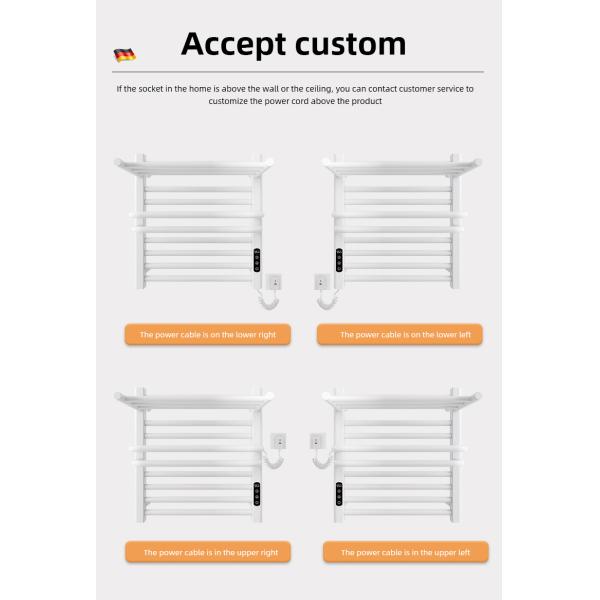 Electric Heated Space Aluminum Bathroom Towel Warmer and Drying Rack for Modern Design