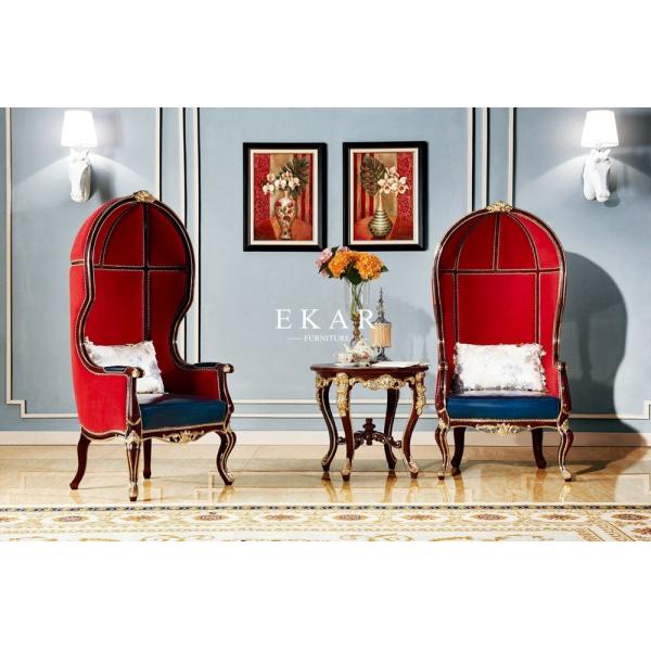 Buy Luxury Wooden Frame Antique Leather High Back Living Room Leisure Arm Chair at wholesale prices