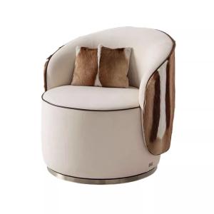 Stainless Steel Leather Swivelling Sofa Chair For Hotel Rooms