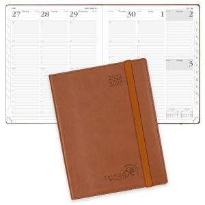 China Softcover Weekly Academic Planner 2023 2023 Brown Vegan Leather on sale