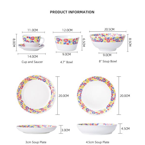 Dinnerware Sets Floral Dinner Plate Ceramic Designed With Cartoon Style