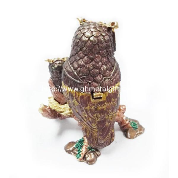 Mun and baby owl bird jewelry box enamel owl trinket jewelry owl decorative box trinket box