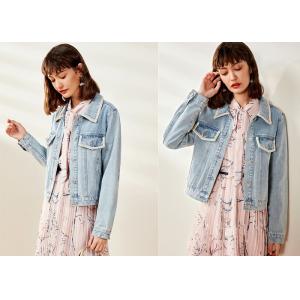OEM Denim Jacket Women Embelishment Light Wash Trucker Elegant Style