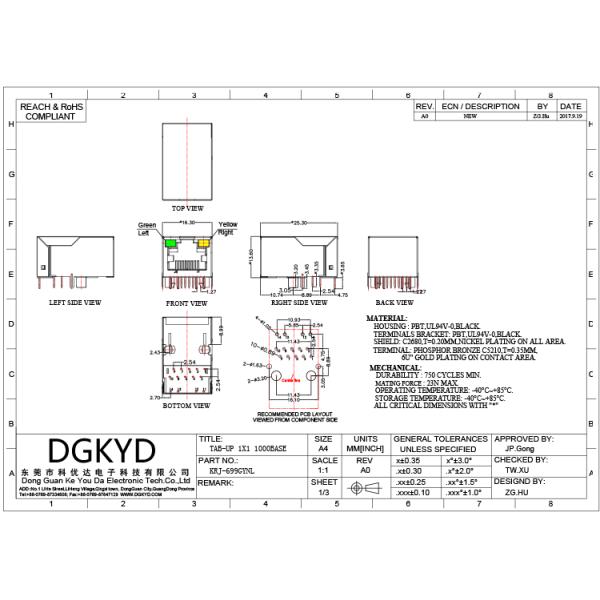 Metal shielded cat6 rj45 connectors , 1000 Gigabit female rj45 modular jack