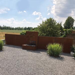 SGS Outdoor Metal Garden Ornaments Corten Steel Pond Water Feature Rusty Red