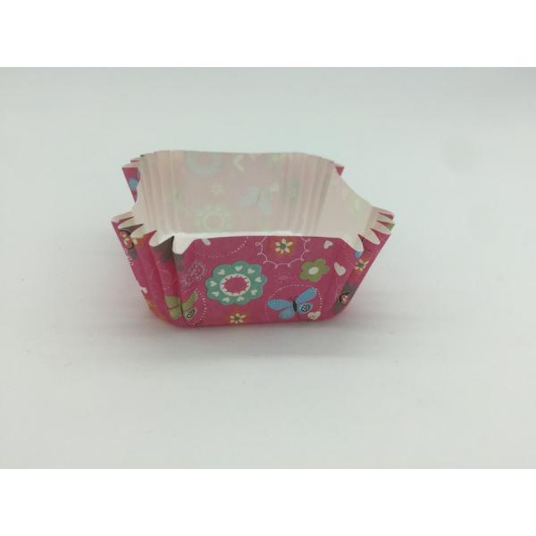 Cranberry Square Muffin Baking Cups , Pink Cupcake Wrappers High Temp Withstand