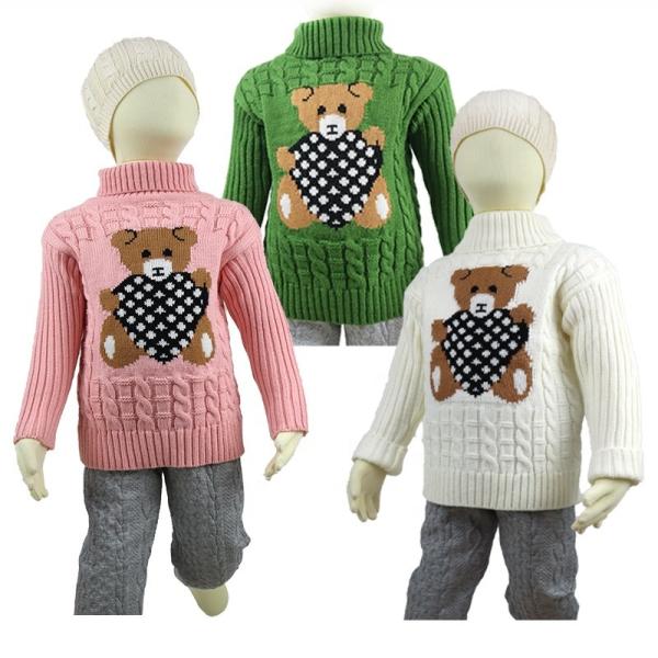 Customized Knitted Jacquard Cable Pattern Children Little Kids Winter Clothing