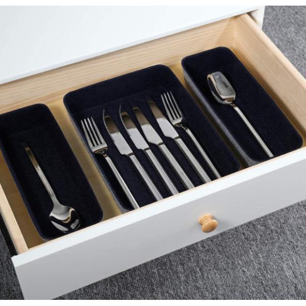 Navy 10.6x7.5x1.8 Felt Storage Boxes For Drawers