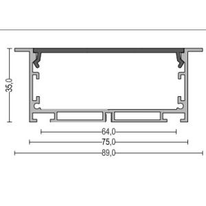 75*35mm Recessed Aluminum LED Profile For Office