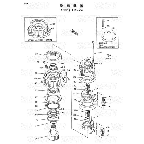 Planetary Reducer EX100 Excavator Swing Drive Assembly Catalog For Varying Excavator Models 9097684