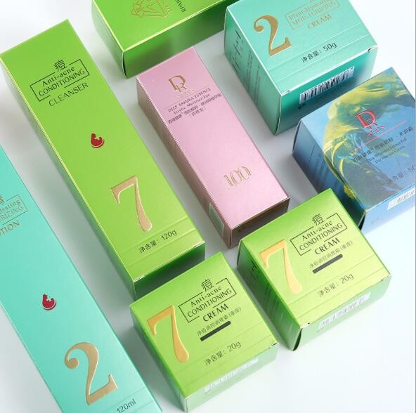 Buy OEM Square Rectangle Empty Cosmetic Boxes UV Engrave Cardboard Containers For Cosmetics at wholesale prices