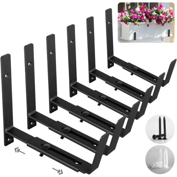 Adjustable Size Window Flower Box Brackets 6 to 12 Inches for Planter Box