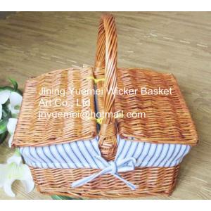 Quality 2016 wicker picnic basket wicker food basket with handle liner for sale