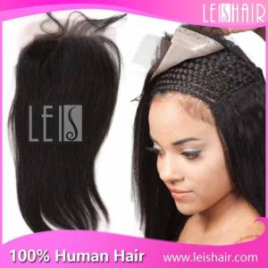 top grade natural black virgin straight 4*4 lace closure