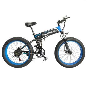 1000W 10AH Fat Tire Folding E-Bike Lithium Battery SMLRO S11 26x4.0 inch