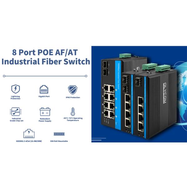 Industrial Gigabit 8 Port Din Rail Ethernet Poe Switch DC48-52V Dual Power Input
