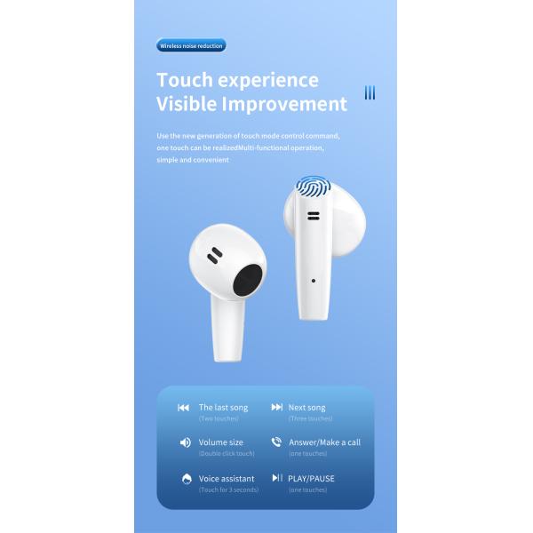 TWS 5.3 Wireless Earbuds In-Ear Headphone with Strong Bass Smart Touch Noise Cancelling