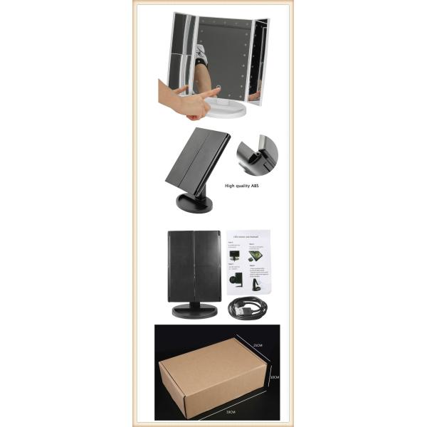 ABS Desktop LED Strip Mirror With 22pcs 1x 3x Makeup Tabletop Led Mirror