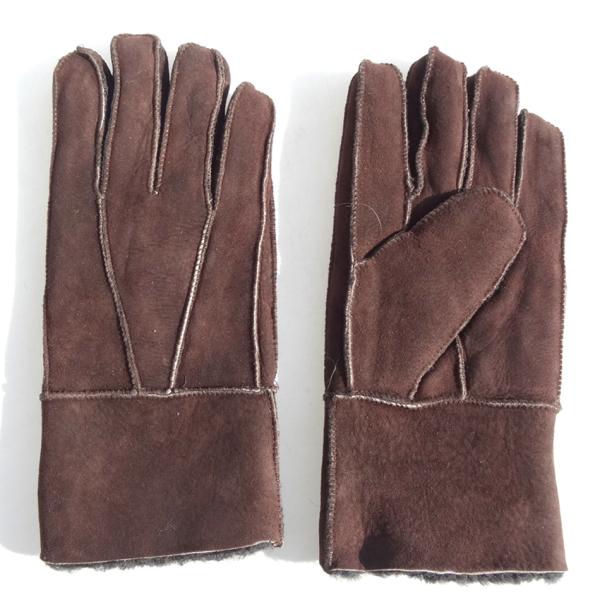 Wholesale Cheap Machine Sewing Stitching Lamb Fur Winter Warm Leather Gloves Men