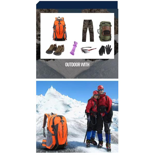 Multicolor Unisex Waterproof Hiking Backpack Polyester Material