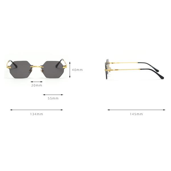 UV400 Stylish Polarized Sunglasses Elegant Irregular Lens Women Rimless