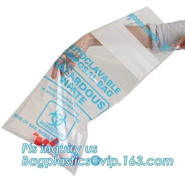 60 micron clear LDPE plastic cotton draw string garbage biohazard bag, Custom