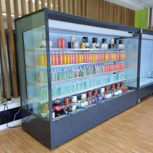 Right Angle Upright Front Open Dairy Chiller With Night Air Curtain