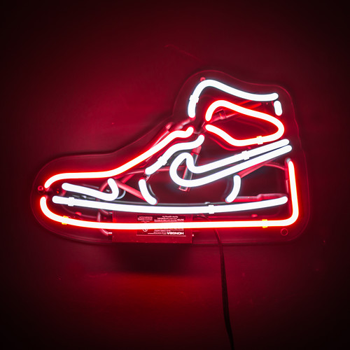 14" x 8.5" Neon Jordan Sneaker Signage Shoe Glass Acrlic Neon Sign