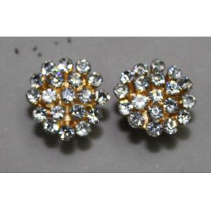 2013 wholesale goloden rhinestone flower clip-on earrings / metal casting