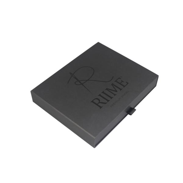 Buy Recyclable custom Design Rigid Drawer Gift Cardboard Black Silk Scarf Box Luxury Sliding Box Paper Packaging at wholesale prices