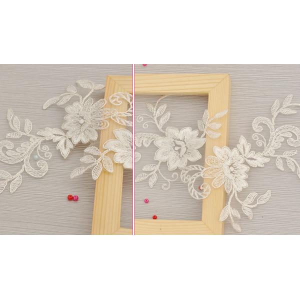 Garment Accessories Embroidery Lace Applique with Cord Ivory Color