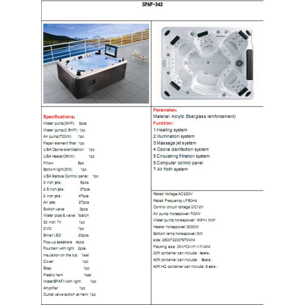 hot tub ,Outdoor Bathtub,swim spa,whirlpool,bahtub ,hot bathtub,swing pool SPAF-342