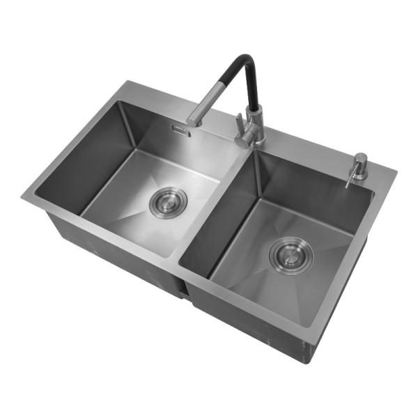 Buy Two Bowl Drop In topmount stainless steel kitchen sink Contemporary at wholesale prices