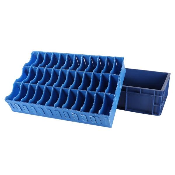 Buy Blue Plastic Divider Boxes Recyclable Plastic Crates With Dividers at wholesale prices