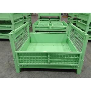 Metal Stackable Stillage Bin Stackable Pallet Cages Green Powdercoating 1.5T